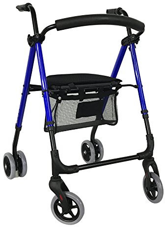 Kaxilu Rollator Premium Push Chrom A500 Aluminium Faltbar Modern Blau Erwachsener