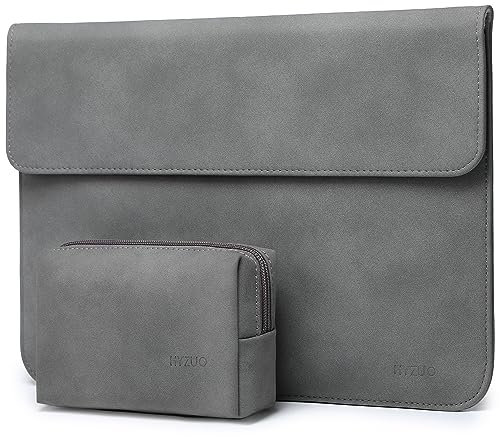 HYZUO 13.3-14 Inch Laptop Sleeve Bag for MacBook Pro 14 M4/M3/M2/M1 Pro/Max A3401 A3185 A3112 2025-2021, MacBook Air 13.3 A1369 A1466, 13.8/13.5 Surface Laptop 7-1, Case with Pouch, Dark Grey-H