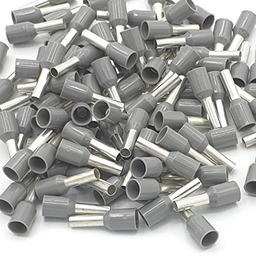 100pcs 2.5mm Insulated Grey Single Cord End Terminal Crimp Bootlace Ferrules