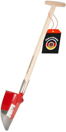 SHW-FIRE | Hohlspaten mit Eschenholzstiel, T-Griff, geschmiedetem Spezialstahl, Spaten ideal zum Pflanzen & Wurzeln durchtrennen | Made in Germany