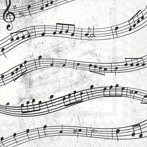 IHR Music Notes Cocktail-Servietten, Papier, 25 cm, quadratisch, 20 Stück