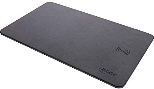 InLine® Mouse Mat Wireless Charging (Qi), Artificial Leather, 370 x 225 x 7 mm, Black