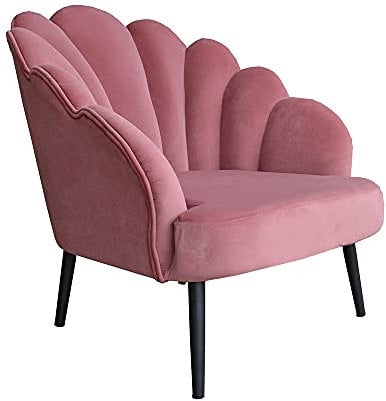 Liberoshopping Poltrona sedia relax in velluto imbottita per soggiorno camera da letto salone BAIA con schienale a conchiglia ROSA ANTICO