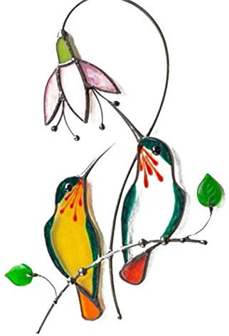 Perfect Flower Fensterhänger Dekohänger Glasbild Fensterdeko Vogel Metall Glasmalerei Bluebird Fenster Hängen Sun Catcher Ornament Vogel Window Panel Für Fenster Sun Catcher Hausgarten Dekoration