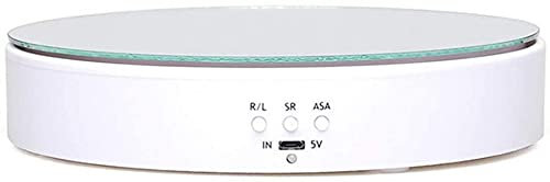 DHRH Drehteller Elektrisch，Présentoir Rotatif Présentoir à Plateau tournant avec Cristaux en Verre, Socle d'affichage Rotatif pour Images à 360 degrés, blanc/32 cm