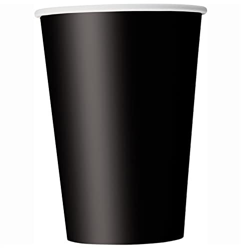Unique- Gobelets en Carton Noir-Paquet de 14, 82159, Black, Pack of 14