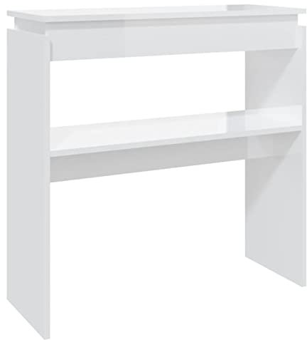 Susany Konsolentisch Konsole Flurtisch Beistelltisch Esszimmertisch aus Spanplatte,Frisiertisch Ablagetisch Sideboard Holztisch Schminktisch Wandtisch 80 x 30 x 80 cm (L x B x H),Hochglanz-Weiß