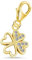 Goldene Hufeisen Glück Kleeblatt Karabiner Charm Anhänger für Bettelarmband aus 925 Sterling-Silber mit Zirkonia Vergoldet