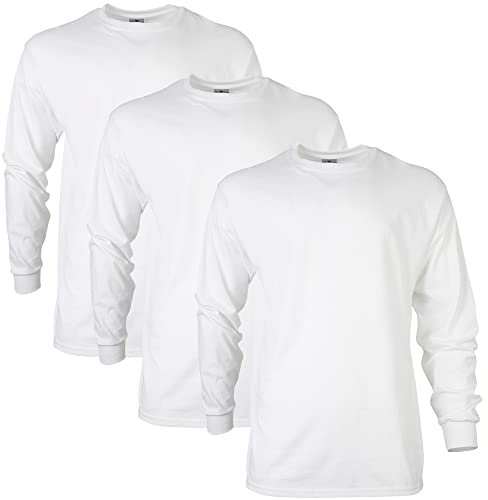 GILDAN Men's, Ultra Cotton Long Sleeve T-Shirt, Style G2400, White, M