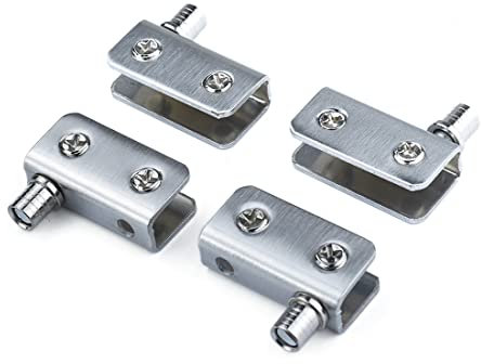 Paquete de 4 bisagras pivotantes de cristal para puerta, sin perforación, para puerta de armario de ducha con plexiglás de 5 a 8 mm de grosor, acero inoxidable