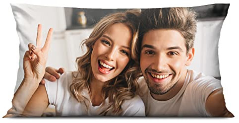 Ferocity Personalisiertes FOTOGESCHENK mit eigenem Foto (80 x 40 cm) Foto-Kissen mit Deinem Foto & Text Bedrucken Zum Jahrestag, Geburtstag, Valentinstag (mit Füllung) Photo Fullprint [091]