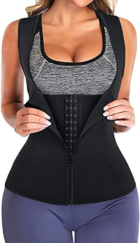 Gotoly Sweat Waist Trainer for Women Tummy Control Corset Sauna Suit Neoprene Vest Zipper Body Shaper Workout Tank Tops
