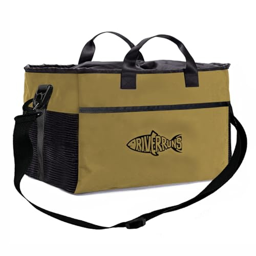 Riverruns Wathose für Angeln, Jagd, mit belüftetem Netz, Watstiefel Tasche, Fliegenfischen Aufbewahrungstasche für Angeln, Wandern, Camping (XL, Khaki, 108L)