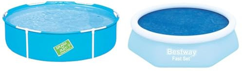 Bestway 56283 Piscinette My First Frame D 152 h38 & 58060 Bâche Solaire diamètre 210 cm pour Piscine Hors Sol Fast Set™ Ronde diamètre 244 cm