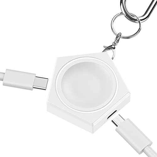 lepmok Portable charger for Apple Watch series, Magnetic Keychain Wireless Charger With USB C and Micro Port