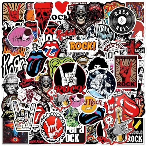Rock'n'Roll Aufkleber, 100 Stück Trendige Musikband Aufkleber Packs für Erwachsene, Teenager, Vinyl wasserdich Coole Punk Aufkleber, Graffiti Aufkleber für Skateboard, Computer, Laptop, Gitarre