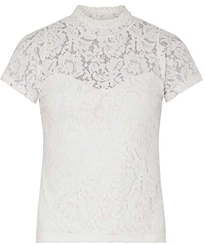 Hangowear Bluse Zayla Ecru | Spitze Trachtenbluse Stretch Damen | Spitzenbluse hochgeschlossen Gr L