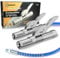 AORRZER Grease Gun Coupler 2 PCS, Strong Lock on Greases Gun Couplers, 12000 PSI Quick Release Grease Coupler with 12 Spring Flex Hose, Compatible with All Grease Guns 1/8 NPT Grease Gun Fittings