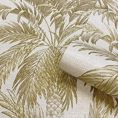 Palm Tree Wallpaper Gold/Beige Belgravia 9003 Metallic