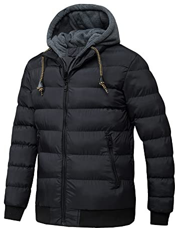 TONY BACKER Giubbotto Jacket Giacca Uomo Invernale con Cappuccio, Giubbino Giacchetto Uomo Giubbini Giubbotti Invernali Caldo Antivento (XXL, Nero-3)
