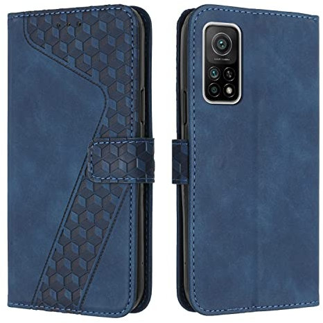 OKZone Coque pour Xiaomi Mi 10T/10T Pro 5G, Etui Protection Housse Premium en Cuir PU Portefeuille Étui Téléphone [Fermoir Magnétique] [Fentes pour Cartes] Flip Case（Bleu