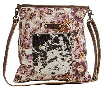 Western-Leder-Umhängetasche für Damen – Upcycling-Canvas-Umhängetasche, Astrid