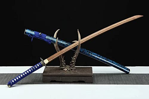 STARMS 105 cm Natürliches Katana, Handgefertigtes Bokken Mit Lackierter Scheide Aus Massivem Holz, Samurai-Schwert Aus Holz Für Kendo-Training, Cosplay, Sammeln, Zuhause