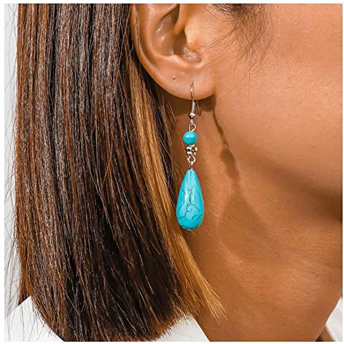 Cimenexe Bohemian Teardrop Türkis Ohrringe Türkis Perle Tropfen Ohrringe Wasser Tropfen Türkis Baumeln Ohrringe Blau Naturstein Ohrringe Schmuck Für Frauen Und Mädchen