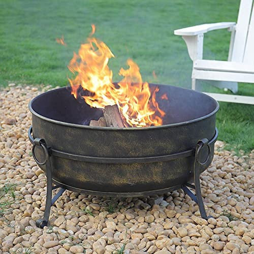 ZAANU Garden fire Pit with BBQ Grill Shelf Outdoor Fire Bowl Charcoal Wood Burner