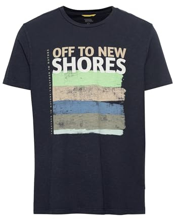 camel active Herren T-Shirt mit Print aus nachhaltigem Organic Cotton Dunkelblau, Menswear-M
