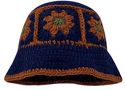 Newwyt Häkel-Eimerhut für Damen und Teenager Outdoor faltbar Blumen-Fischerhut breite Krempe Frühlings- und Sommer-Anti-UV-Hut