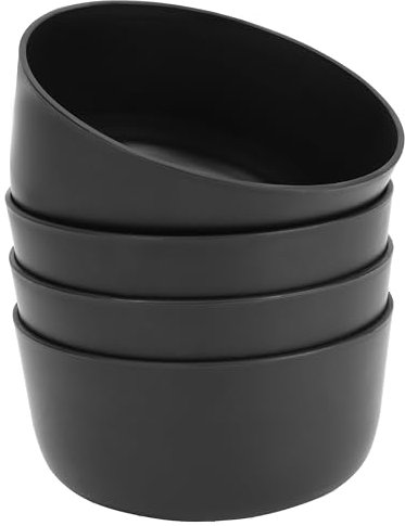 Belle Vous 4er Pack Schwarzes Schüssel Set aus Kunststoff - 1000 ml Servierschalen Set - Unzerbrechlich, BPA-Frei, Leicht & Wiederverwendbar - Für Suppe, Pasta & Salat - Mikrowellen-/Spülmaschinenfest