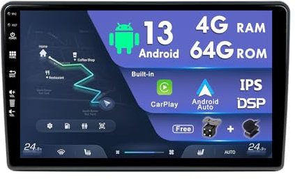 9 IPS 2 Din Android 14 Car Radio For Fiat Ducato/Peugeot Boxer/Citroen Jumper 2006-2022 - [4G+64G]- [Built-in Carplay+GPS DSP ]- Free Camera+Mic RDS SWC 4G WiFi AUX DAB Head Unit