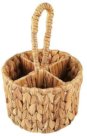 Pavewood Organisateur de couverts, porte-couverts en jacinthe d'eau tissée à la main pour comptoir avec poignée