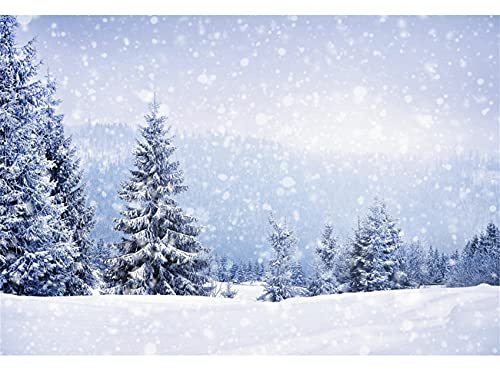 Ttincceer 2.5x1.8m Winter-Hintergrund mit verschneitem Kiefernwald, starkem Schnee, Fotografie-Hintergründe, Waldlandschaft, Winter-Schneefeld, Weihnachtsfeier-Dekoration, Banner