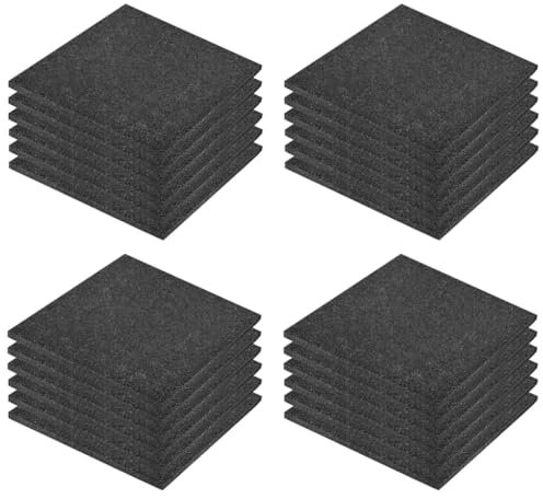 vidaXL Fall Protection Rubber Tiles - 24 Pcs, 50x50x3cm, Black - Durable, Slip- Mats for Walkways, Patios, Play Areas and Gardens