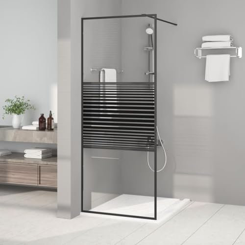 ZEYUAN Paroi de Douche Noir 80x195 cm Verre ESG Transparent,Vitre Baignoire Salle De Bain,Pare-Baignoire
