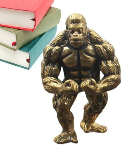 Teksome Orang-Utan-Statue, Kupfer-Gorilla-Schreibtischdekoration, Kupfer- -Gorilla-Statuen, Bodybuilder-Gorilla-Figur, kleine Schimpansen-Tier-Gartenstatuen für den Schreibtisch