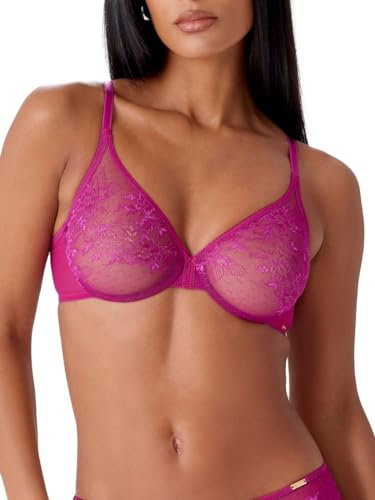 Gossard Glossies Lace Non Padded Moulded Sheer Bra Vivid Fuchsia 34C