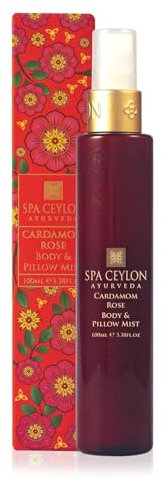 SPA CEYLON Cardamom Rose Body and Pillow Mist | Refreshing Skin Care Spray | Witch Hazel and Himalayan Rose | Non-Oily Fragrance Mist for All Skin Types