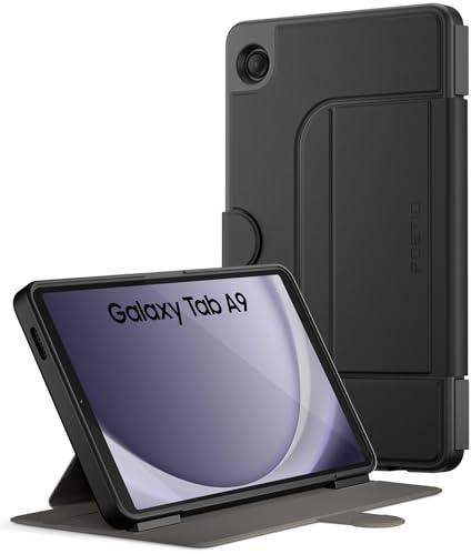 Poetic Explorer Magnetic für Samsung Galaxy Tab A9 (2023) Stand Folio Cover, superstarke magnetische Fidget-Halterung für Galaxy A9 Tablet, Schwarz