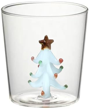 CASNO 3D Trinkglas Tasse mit Weihnachtsbaum Figur innen Stielloses Glas für Wein Wasser Milch Kelch Trinkglas Tasse