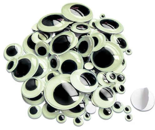TOAOB 100 Stück Fluoreszierende Wackelaugen Selbstklebende Klein Kunststoff Augen zum Basteln Kulleraugen Selbstklebend 6mm bis 35mm Wiggle Googly Eyes Bastelaugen für Scrapbooking Kunsthandwerk