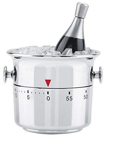 Nikou Minuterie de Cuisine en Forme de Seau de 60 Minutes, Minuterie Mécanique à Remontage en Acier Inoxydable, Rappel de Temps, pour Cuisiner, Apprendre(Argent)