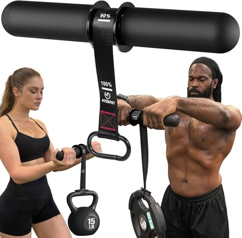 FitBeast Unterarmtrainer & Unterarmtrainer, Handgelenkroller mit dickerem Griff, Unterarmkrafttrainer mit verstellbarem Gurt - ideal für Griffkraft, Muskelaufbau, Rehabilitation (Schwarz)