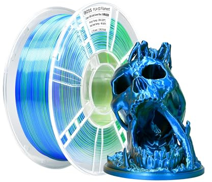 iBOSS Silk PLA+Filament 1,75mm Tricolor 1kg 3D Drucker Filament,Mehrfarbiges Filament mit hochglänzender Oberfläche,Maßgenauigkeit±0,02 mm,Gold-Grün-Blau