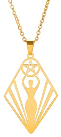 Halskette Ketten Schmuck Herren Frauen Anhänger Necklace Hexe Dreifachmond Göttin Halskette Pentagramm Pentagramm Griechische Mythologie Halsketten Hexen Amulett Schmuck