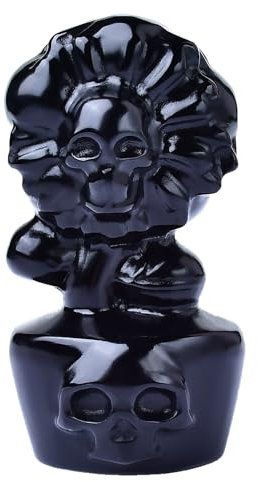DZJXBZhu Kreative Totenkopf-Figuren aus natürlichem Obsidian, Halloween-Totenkopf-Skulptur, Statue, Regal, Kaminsims, gruselige Heimdekoration, abgestuftes Tablett, Dekoration, Couchtisch,