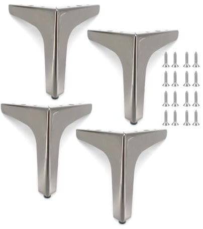 Set Of 4 Metal Furniture Legs 10cm 13cm 15cm 17cm DIY Replacement Sofa Couch Legs, Modern Iron Diamond Triangle Furniture Feet, For Cabinet Cupboard Chair Desk Bench(Grey,15cm/6in)