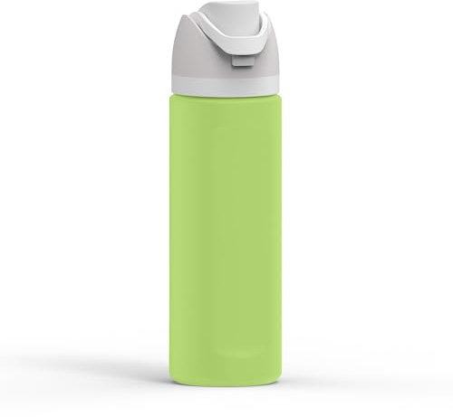 Linkidea Silicone Water Bottle Sleeve Compatible with Owala FreeSip 24oz, Anti-Slip Protector Waterbottle Boot, Bottle Bumper Cover, Green